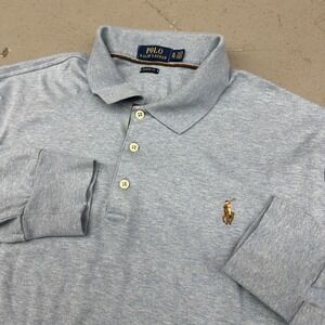 Polo Ralph Lauren Polo Shirt Mens XL Gray Pony Logo Classic Fit Long Sleeve